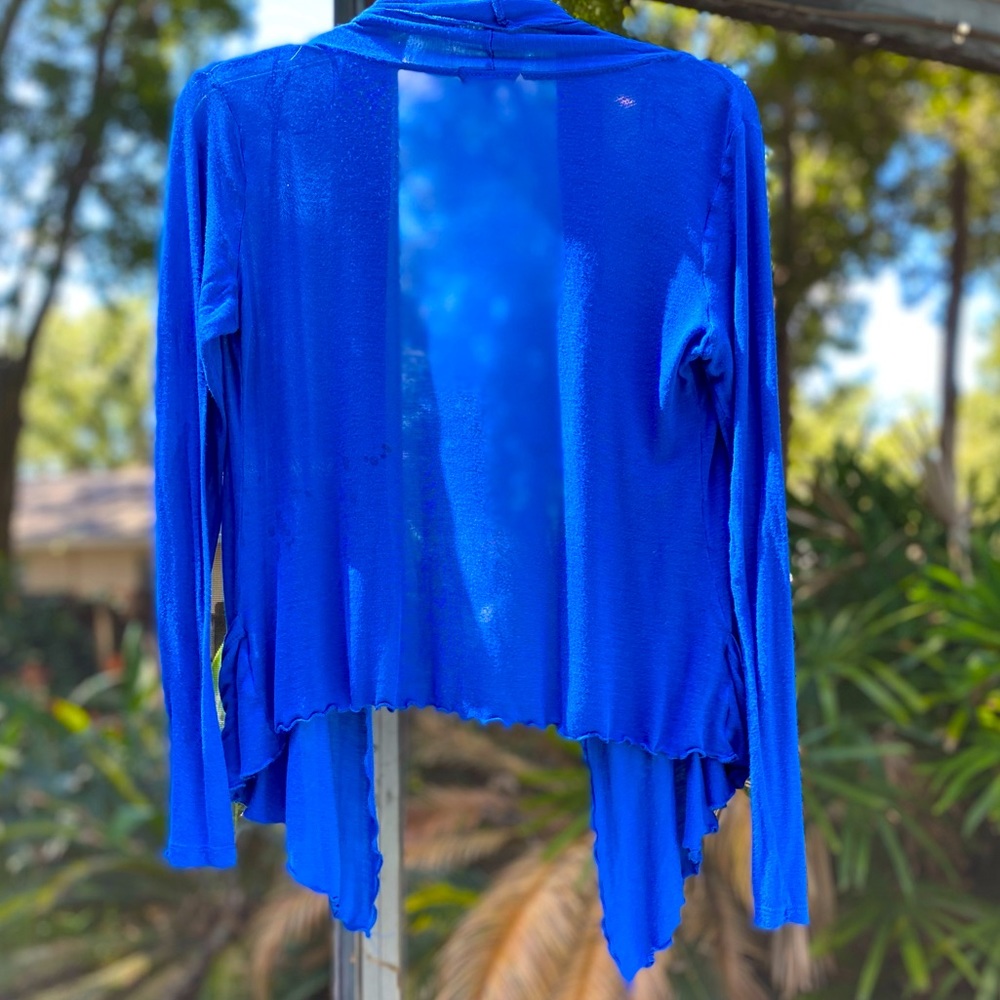 Vibrant blue cover up. Aline cut.